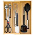 Large Bamboo Kitchen Utensil Drawer Organizer Expandable Silverware Tray