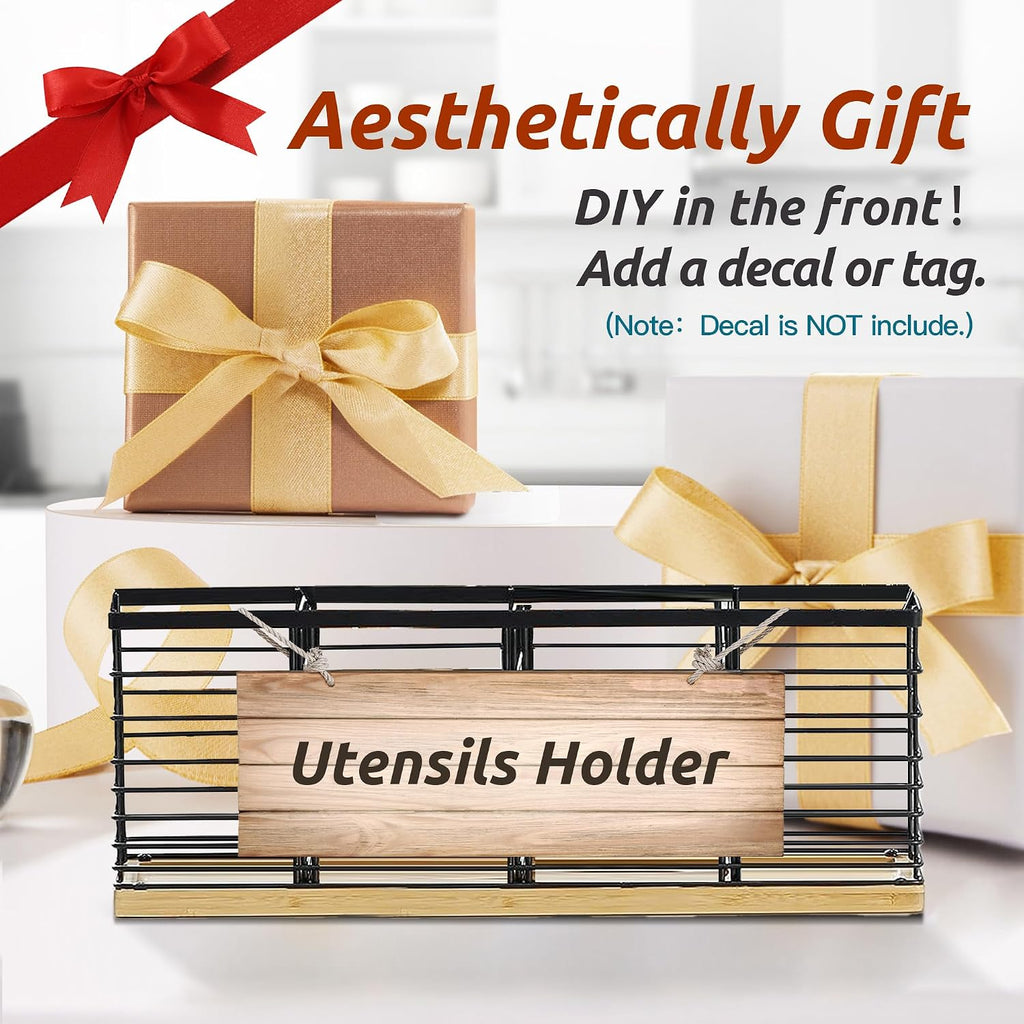 Suli Extra Large Kitchen Utensil Holder Countertop with Removable Divider