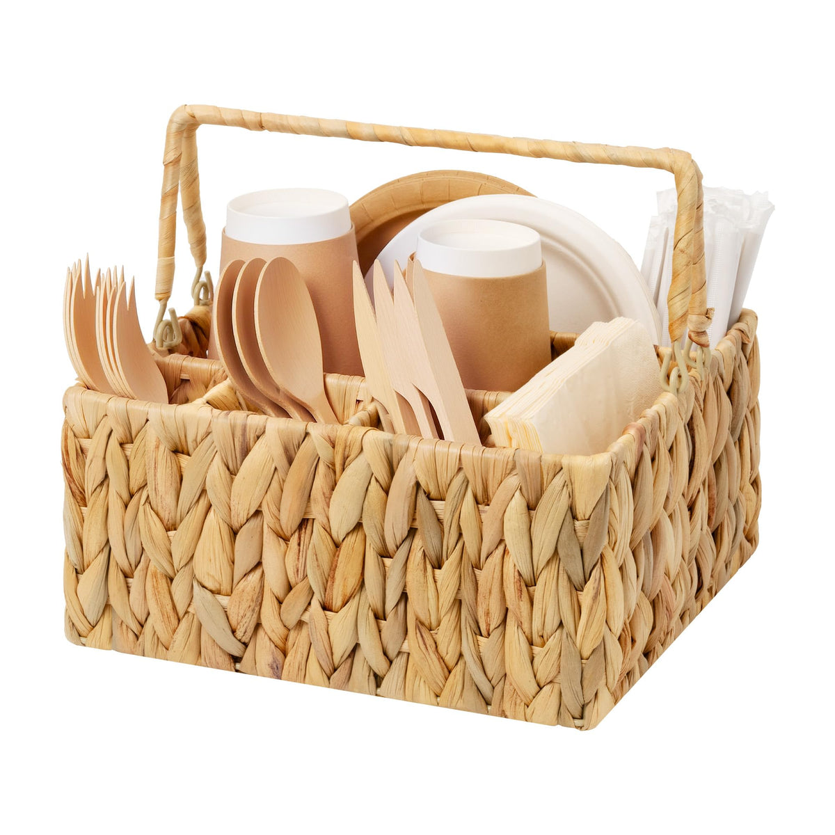 StorageWorks Wicker Silverware Caddy for Party, Rattan Utensil Holder