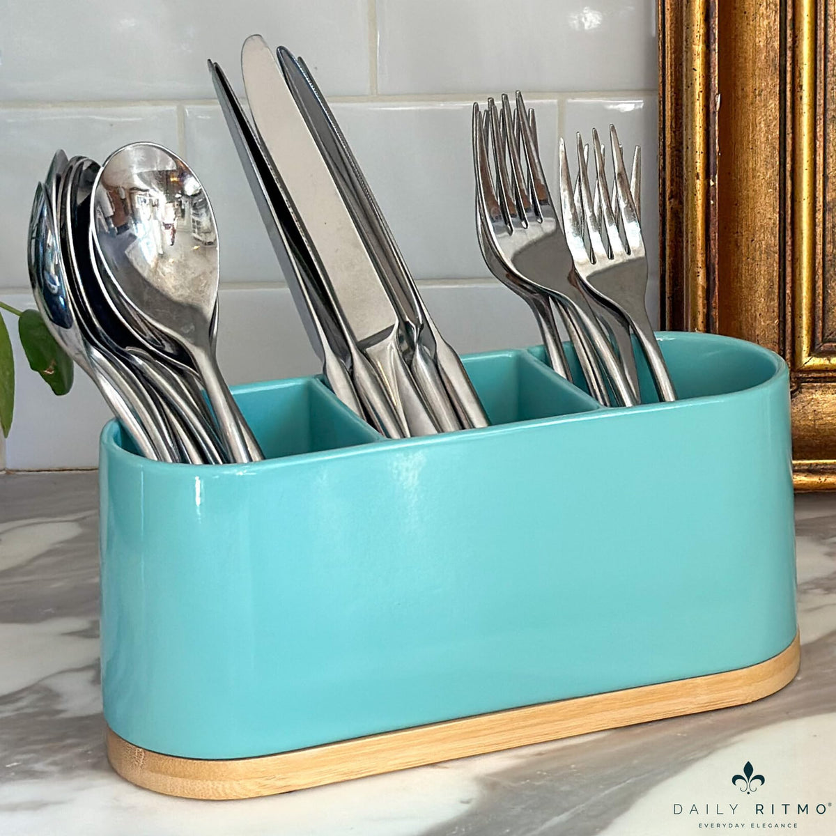 DAILY RITMO® White Countertop Silverware Holder