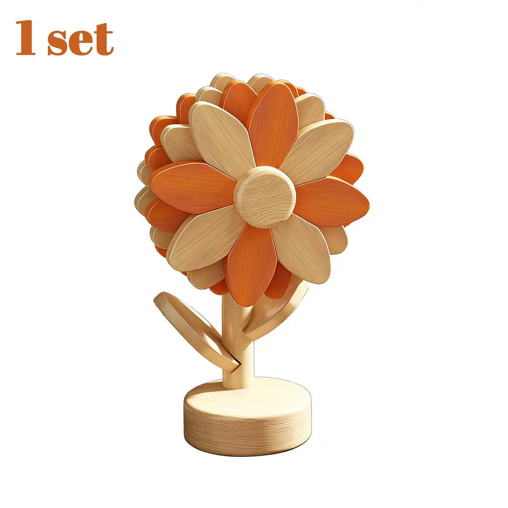 Wooden Style Flower Shape Heat Resistant Trivet Mat, Decorative Foldable Pot Holder Pad, Multi-Use Kitchen Coaster, Hot Dish Coasters, Wood Coasters, Unique Housewarming Gift