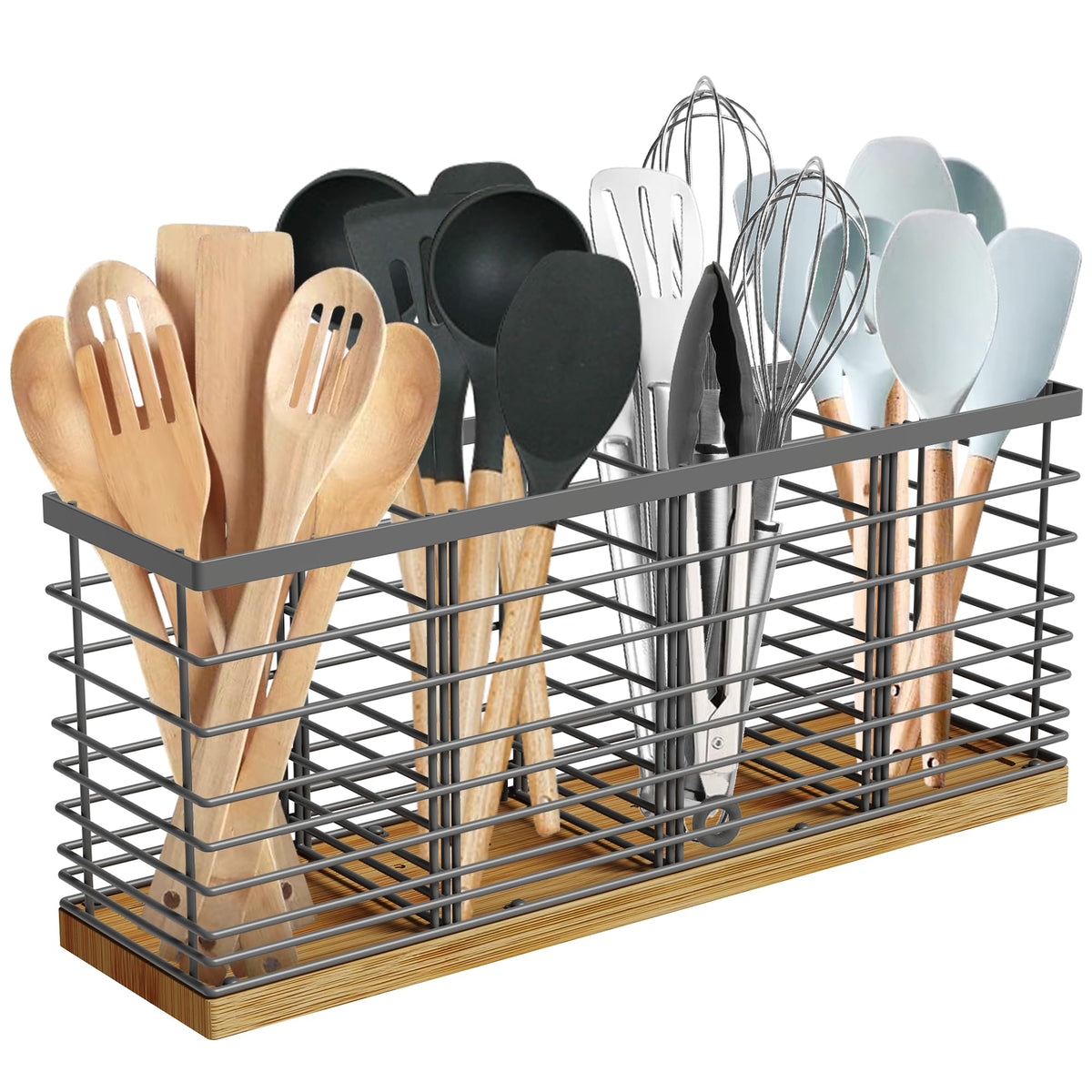 Suli Extra Large Kitchen Utensil Holder Countertop with Removable Divider