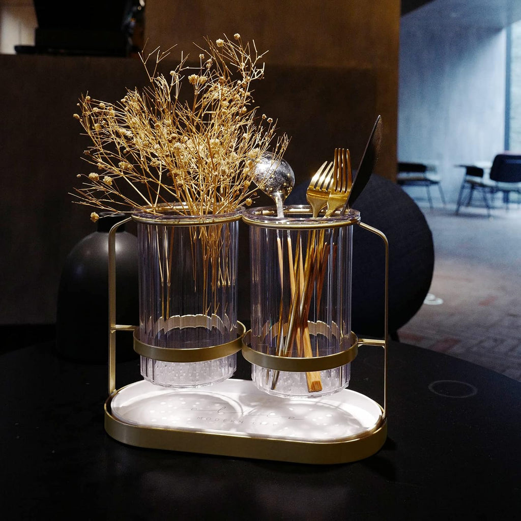 Silverware Holder Utensil Caddy with Metal Frame for Party
