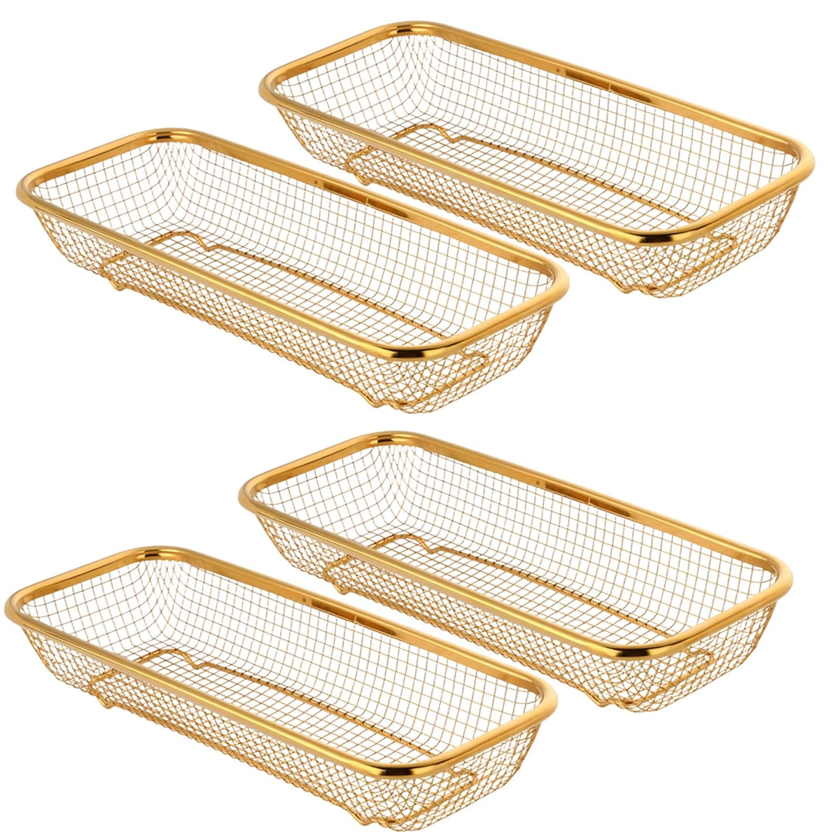 4-Pack Gold Flatware Organizer - Sturdy Mesh Design, Dishwasher-Safe & Easy-Clean Utensil Holder, Silverware Container Drawer Storage