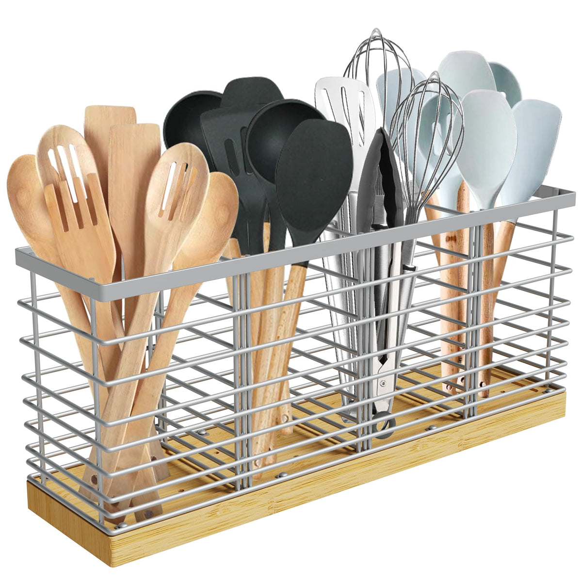 Suli Extra Large Kitchen Utensil Holder Countertop with Removable Divider