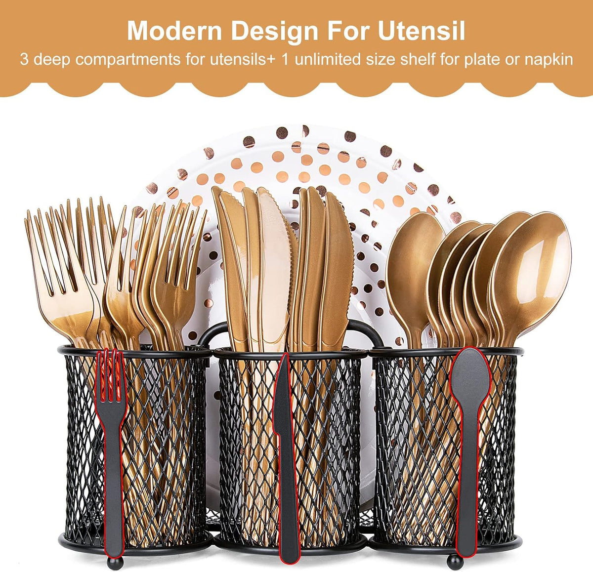 DTICON Utensil Organizer Silverware Caddy Utensil Holder for Party