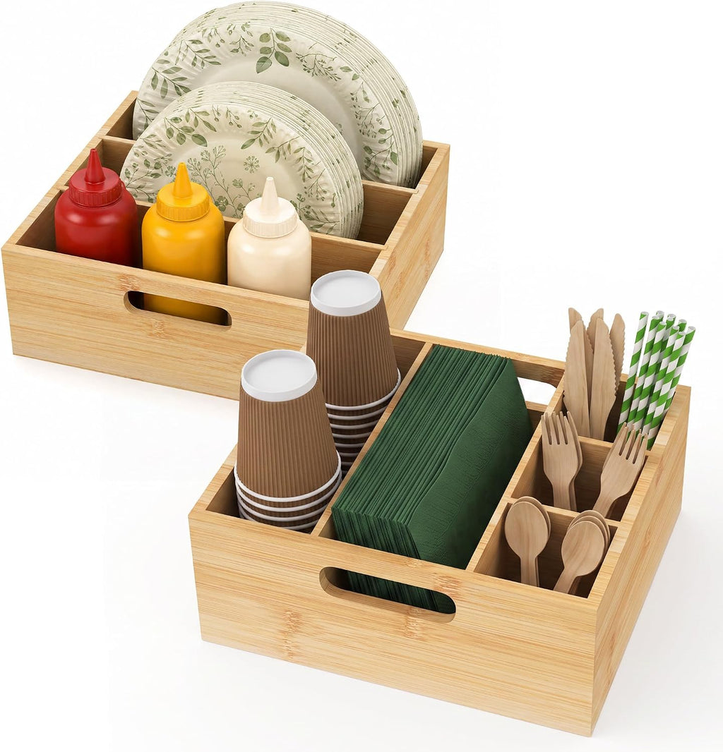 2 Set Silverware Caddy & Paper Plate Organizer