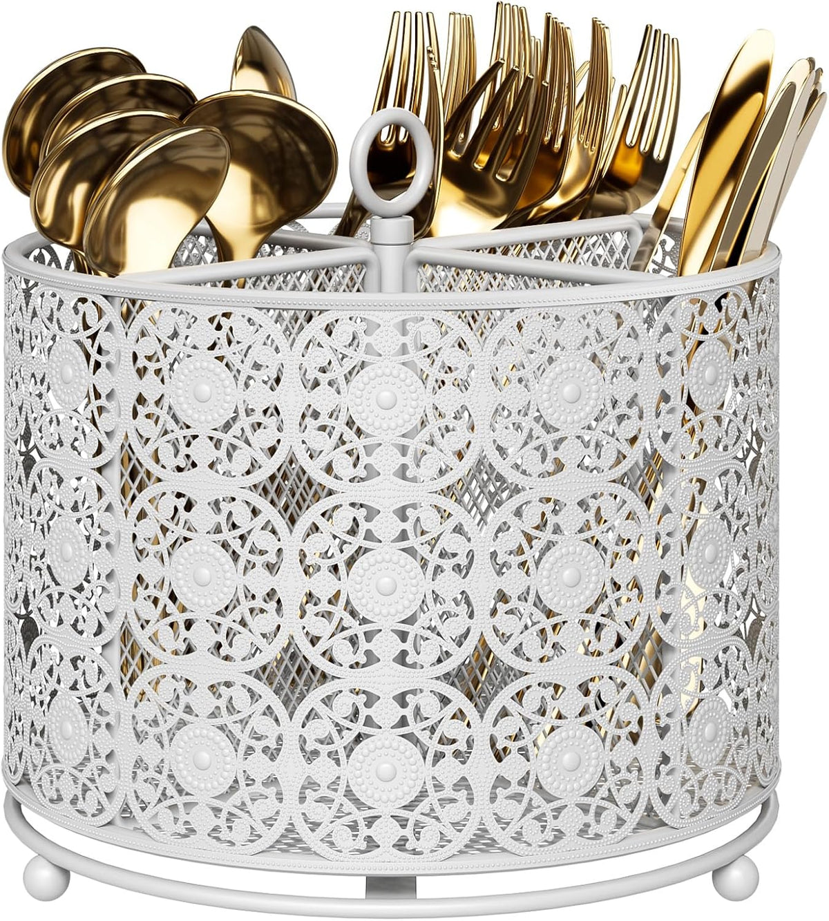 YIUKEA Rotating Utensil Caddy Holder - Raised 4 Compartments Large Capacity