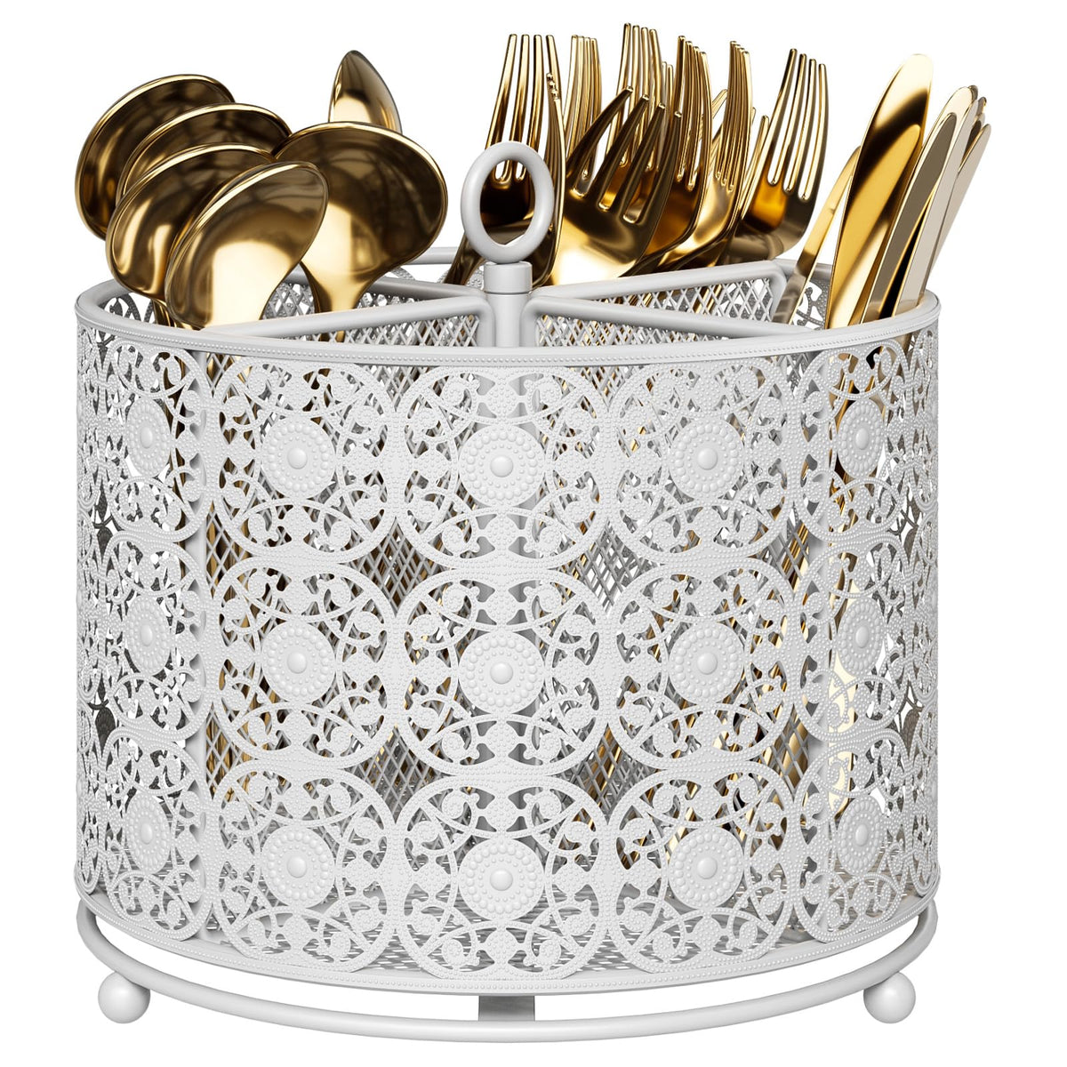 YIUKEA Rotating Utensil Caddy Holder - Raised 4 Compartments Large Capacity