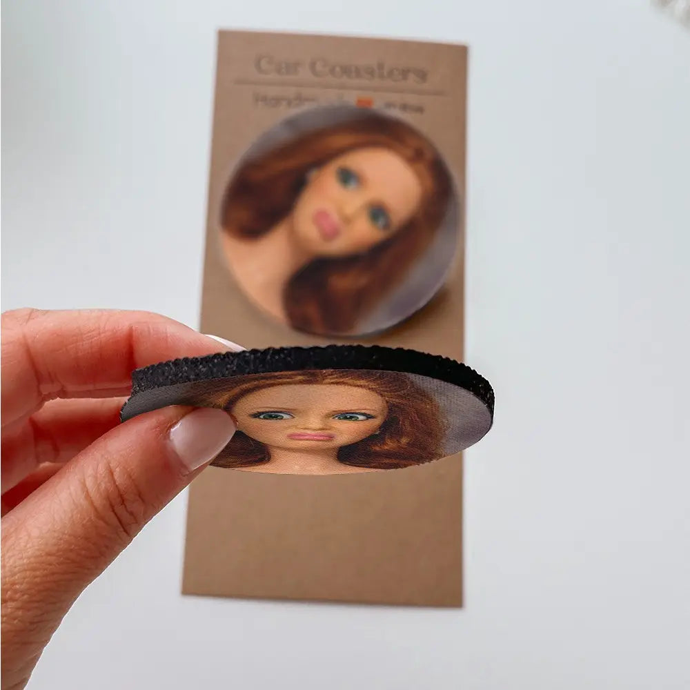 Funny Princess Expression Cup Coasters, Coaster Set, 2/4 Pcs Desktop Drink Mats, Home Office Desk Accessories, 6.8cm, Funny Gift for Colleagues