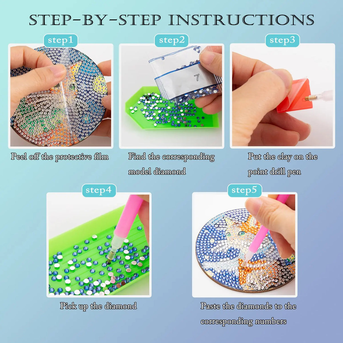 8-Piece Diamond Painting Coaster Set with Stand, Beautiful Pattern Decor for Home, DIY Art Craft Kit for Beginners