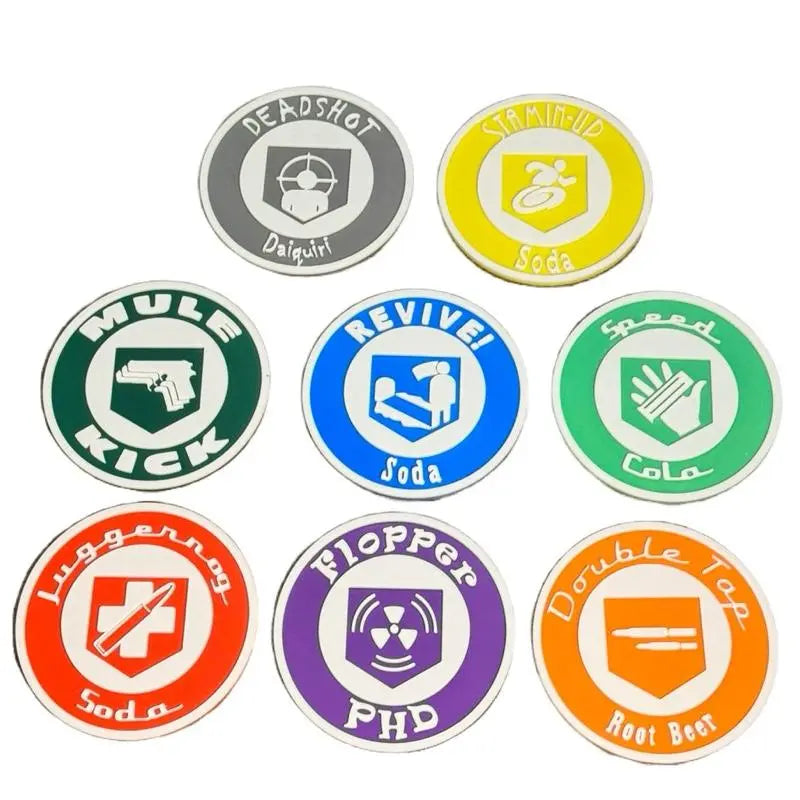 Zombies Duty Call of Coasters Perks Colorful Drink Coasters - 3D Printed Collectible Set for Zombies Fans with Fun Design - Aesthetic, Tableware Iconic and Nostalgic Thick