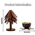 7.8 In Foldable Natural Wood Trivets for Hot Dishes - 4-Piece Tree-Shape Set with 1 Storage Stand, Durable Heat-Resistant Kitchen Accessories, Bamboo Tableware, Indoor Kitchen Holder for Pots/Bowls/Teapots, Eco-Friendly Christmas Decor Gift