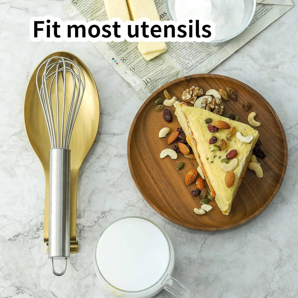 Gold Spoon Rest for Kitchen Counter, Stainless Steel Spoon Holder for Stove Top, Spatula Ladle Spoon Utensils Holder, Gold Kitchen Accessories, Gold Cooking Utensiles,Christmas Gift
