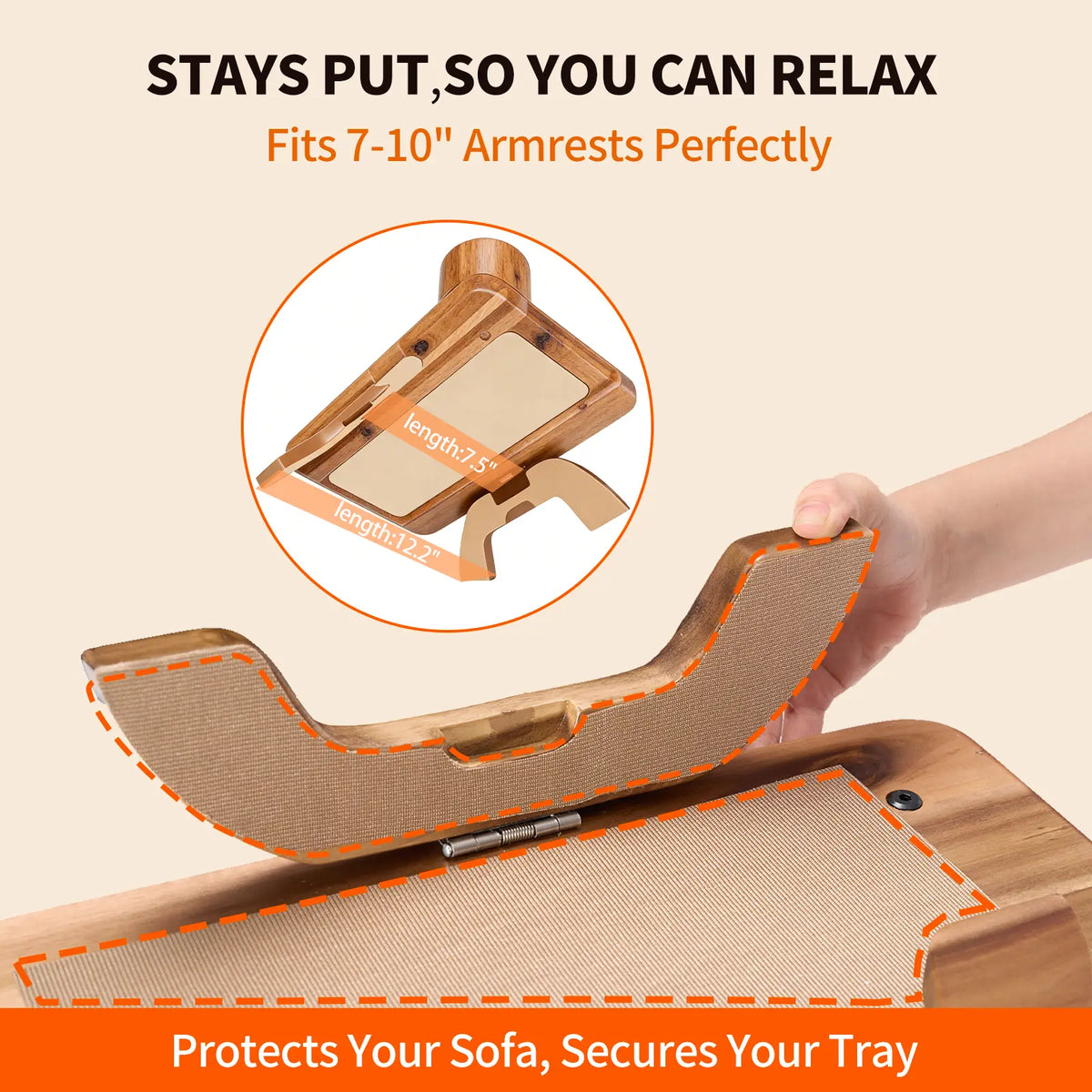 Sweetcrispy Sofa Arm Tray Tableware - Stable Non-Slip Organizer for Drinks, Snacks, Remote, Universal Fit for Couch Armrests, Easy to Install