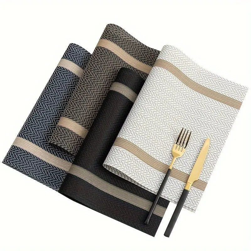 4pc Heat Resistant Non-Slip Washable Placemats, Household Placemat, PVC Insulation Mats, Plastic Placemats, Durable Tableware Protection, Ideal for Dining, Kitchen & Home Use