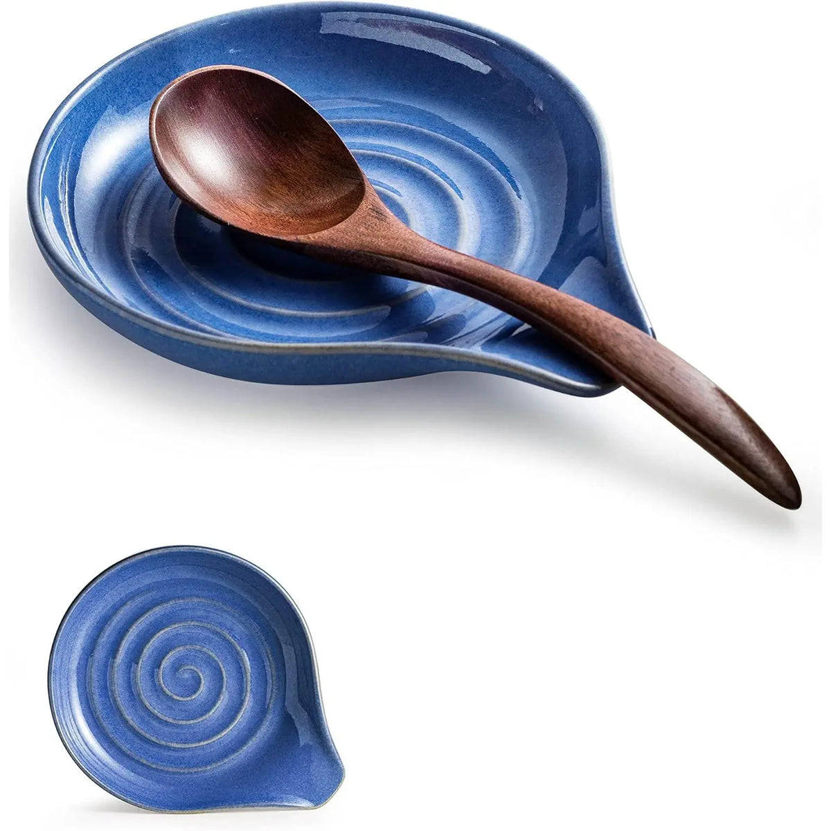 Spoon Rest, Ceramic Cooking Spoon Holder for Kitchen Counter, Large Utensil Rest for Spoons, Ladles, Tongs, Spatula, 5 Inches (Reactive Red Glazed)