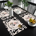 4pcs Linen Cow Print Placemats - 12x18 in Rectangular Lightweight Kitchenware Table Mats for Home Kitchen, Holiday Party Decor