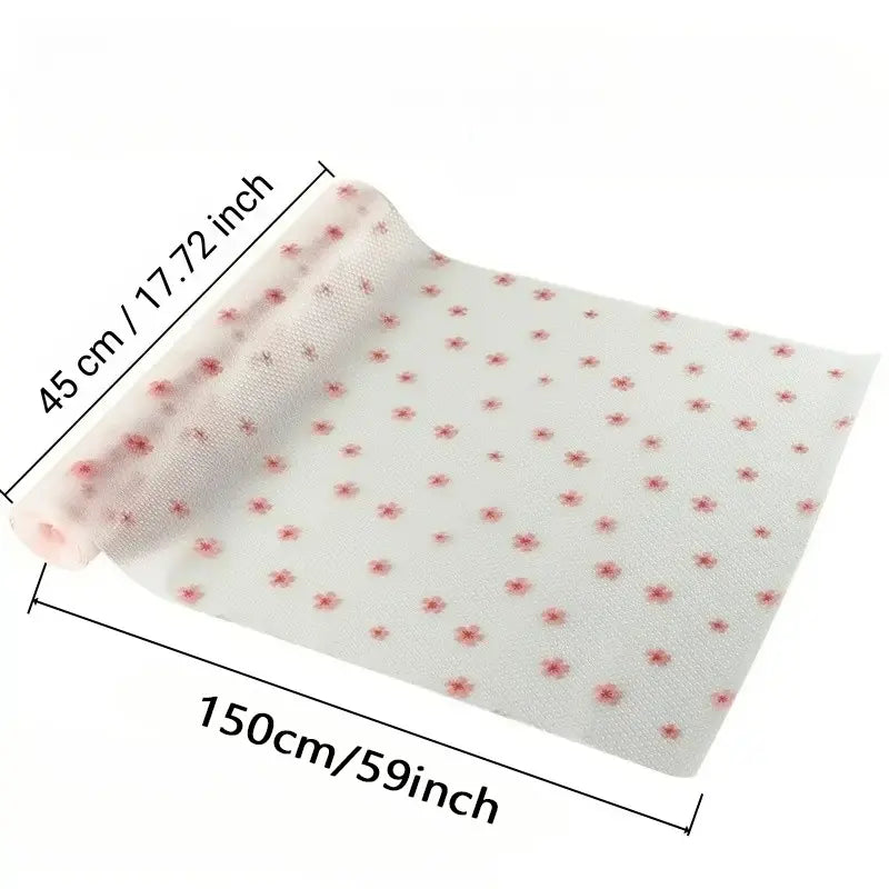 Eva Plastic Kitchen Cabinet Liner Roll, Non-Stick Waterproof Oil-Proof, Sakura Pattern Design, Easy Clean Durable Storage Pad (45 x 150cm)