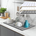 MAONAME Large Stone Dish Drying Mat for Kitchen Counter - Foldable Quick Dry Stone Dishes Drying Mats Super Absorbent Heat Resistant Coasters Diatomaceous Earth Drying Organizer for Tableware Plate Rack Bottles Utensils (24" × 16"),sohochic