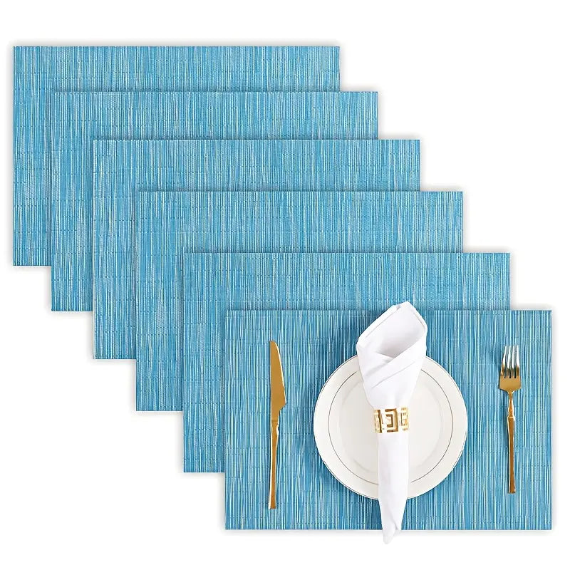 Placemats Set of 6 Vinyl Kitchen Place Mats for Dining Table Wipe Clean Table Mats Home (6, Blue, Orange, Green)