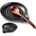 Ceramic Spoon Rest - 6.1 inches Large Heat-Resistant Housewarming Decor Piece, Watercolour Southeast Asia Animals Design, for Stove Top, Kitchen Counter, Cutlery, Cooking Utensils & Coffee Spoons, Black