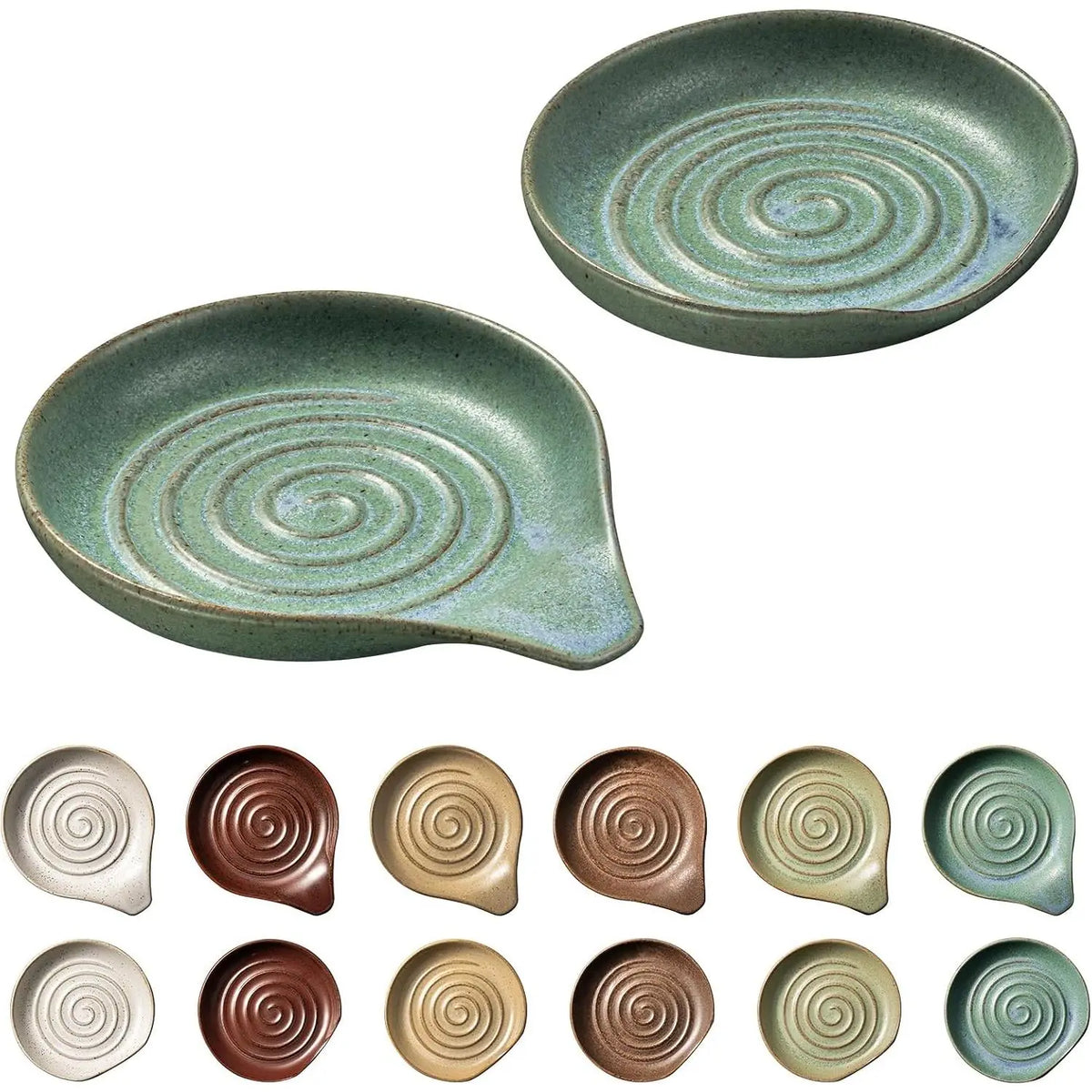 Spoon Rest, Large Stoneware Drip Tray for Multiple Utensils, Stove Top Holder with Reactive , Modern  Kitchen Decor