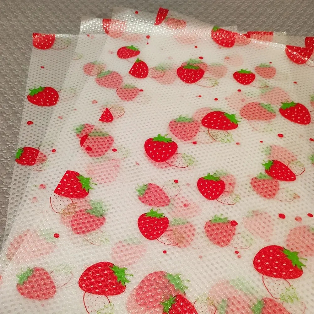 4pcs/8pcs Fridge Liners, Moisture-Proof & Non-Slip, Washable & Reusable, Versatile Use, Eva Material, Strawberry Pattern, Kitchen Decor, Drawer Pads, Cabinet Mats, Coasters