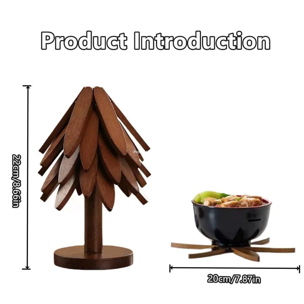 "Wooden Tree Trivet Set - Tree Trivets for HotDishes, Wooden Trivets for Hot Pots, FoldableKitchen Wooden Tree Coasters for HotBowl&Teapot Tableware "