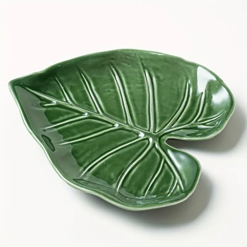 Creativ1pc e anthurium leaf spoon rest, high temperature resistant ceramic dish. Exquisite design for home and restaurant, practical tableware holder and storage plate.