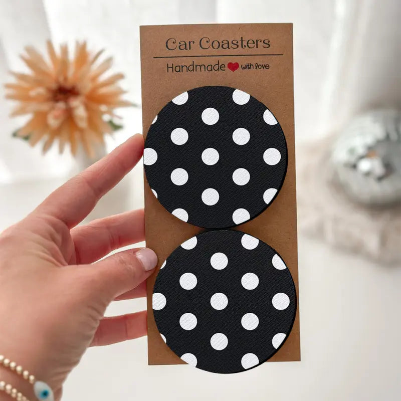 Polka Dot Desktop Coasters Set [2/4 Pcs], Absorbent Chloroprene Rubber, Mug Coasters, Cute Office Accessories, Fresh Girl Home Office Gear