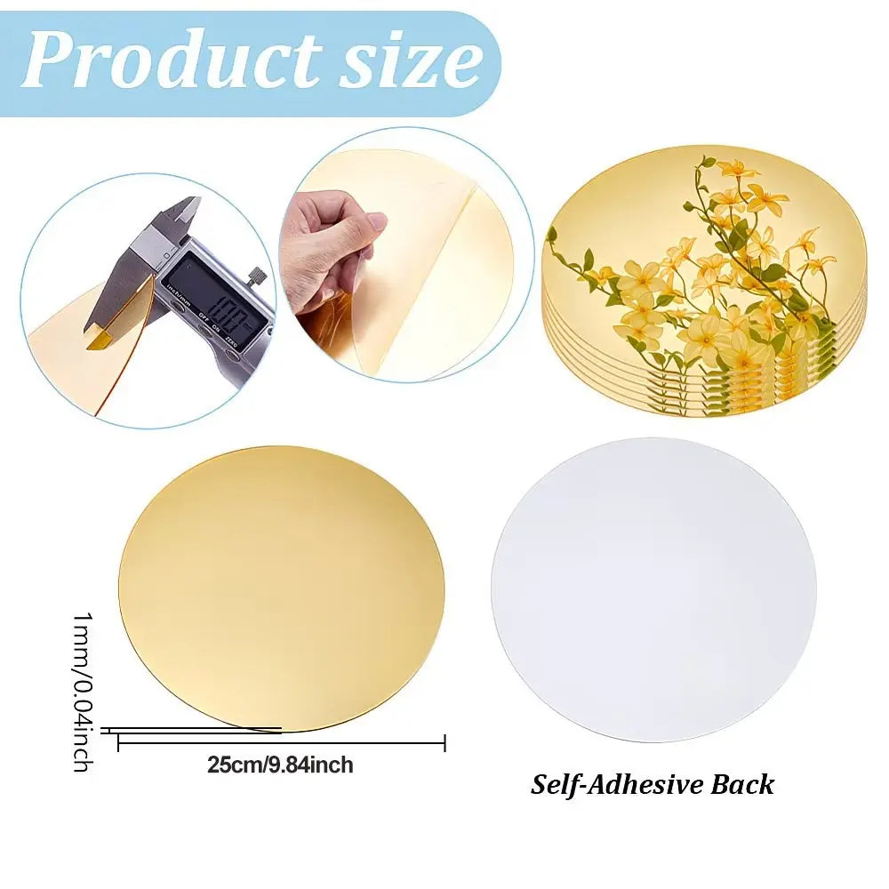 6pcs, 25cm circular acrylic mirror table mat, circular mirror base, suitable for desktop center decoration, DIY home decoration, wedding table decoration, party candle decoration, mirror table decoration, party decoration, Coasters