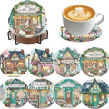 8-Piece Diamond Painting Coaster Set with Stand, Beautiful Pattern Decor for Home, DIY Art Craft Kit for Beginners