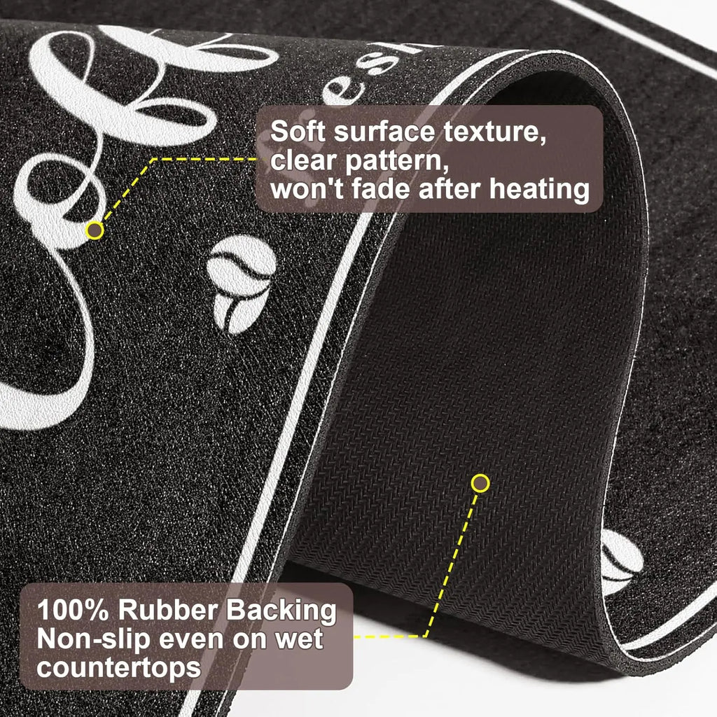 Absorbent Print Kitchen Decorative Placemat - Heat Resistant, Eco-Friendly, Recyclable Household Kitchen Counter Dish Drying Accessory for Coffee Maker, Espresso Machine