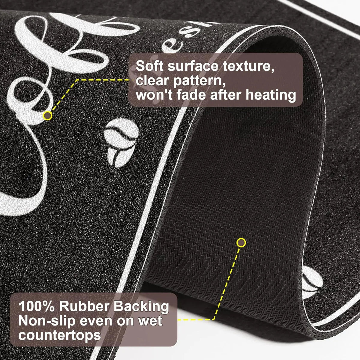 Absorbent Print Kitchen Decorative Placemat - Heat Resistant, Eco-Friendly, Recyclable Household Kitchen Counter Dish Drying Accessory for Coffee Maker, Espresso Machine