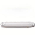 Water-absorbing stone tray for kitchen/bathroom countertops, quick-drying sink rack, Water Absorbent Mat (with wooden feet and natural gourd fiber, gray), Reusable Silicone Mat
