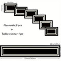 5/7 piece dining table mat set, insulation mat, Placemat, Table placemats, Rectangle, with white border and black pattern, suitable for kitchens, dining tables, living rooms, indoor and outdoor