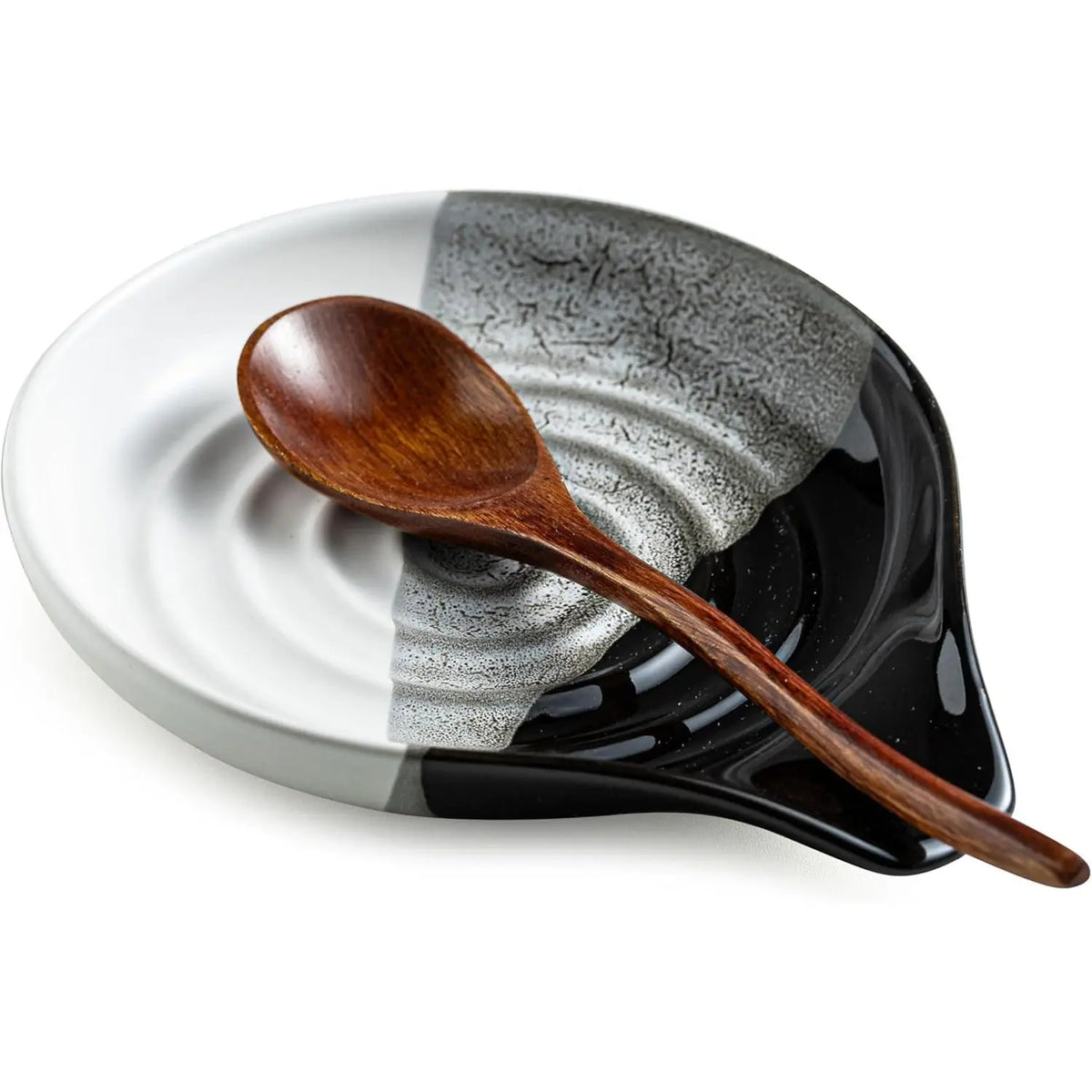 Spoon Rest, Ceramic Cooking Spoon Holder for Kitchen Counter, Large Utensil Rest for Spoons, Ladles, Tongs, Spatula, 5 Inches (Reactive Red Glazed)