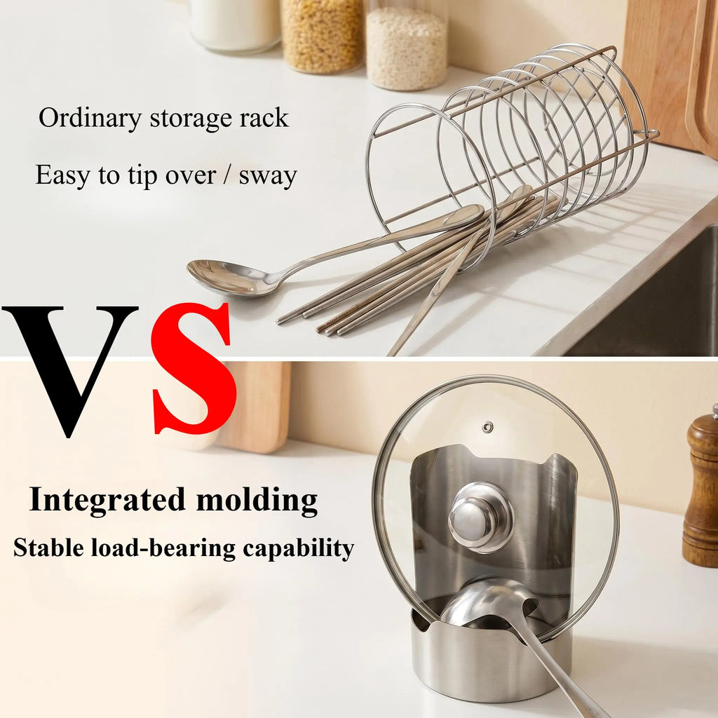 1 PC Stainless Steel Soup Spoon Holder, Chopstick Tray, Kitchen Spoon Storage Plate, Buffet Knife Holder, Multi-compartment Design, Anti-slip Feature, Drainage Storage, Drainage Function, Clean Worktop, Excellent Kitchen Item, Practical Kitchenware