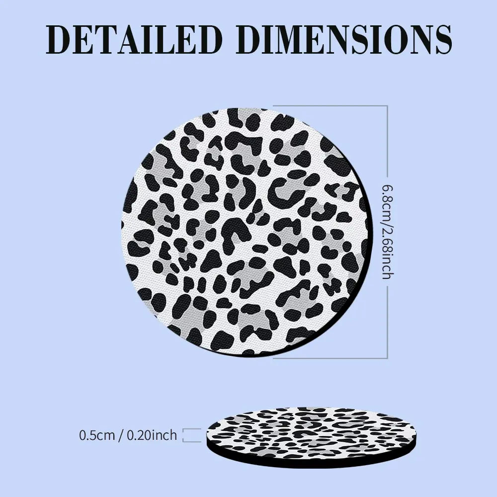 Leopard Print Office Desk Coaster Set-2/4pcs Exquisite Packaging, Easy to Clean, Suitable Christmas and Birthday Gift for Both Men and Women