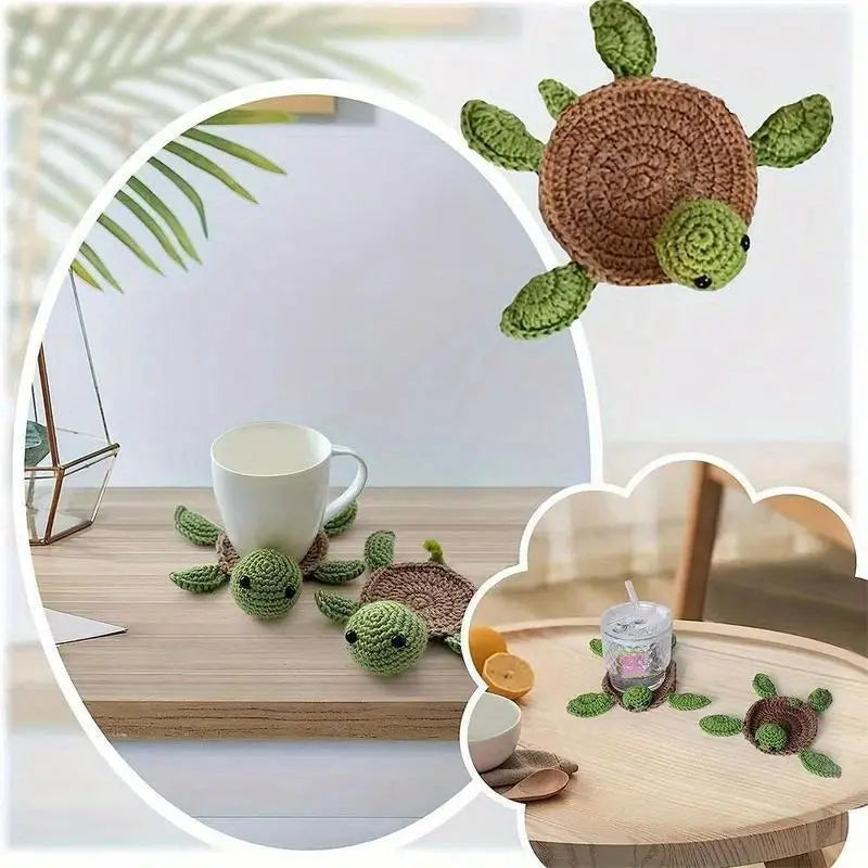 Cute Turtle Design Tea Coaster, 1 Count Handmade Crochet Insulated Table Protector, Heat Resistant Cup Coaster, Kitchen Coasters, Kitchen Accessories, Quirky Turtle Coasters, Coasters For Drinks, Decorative Coaster