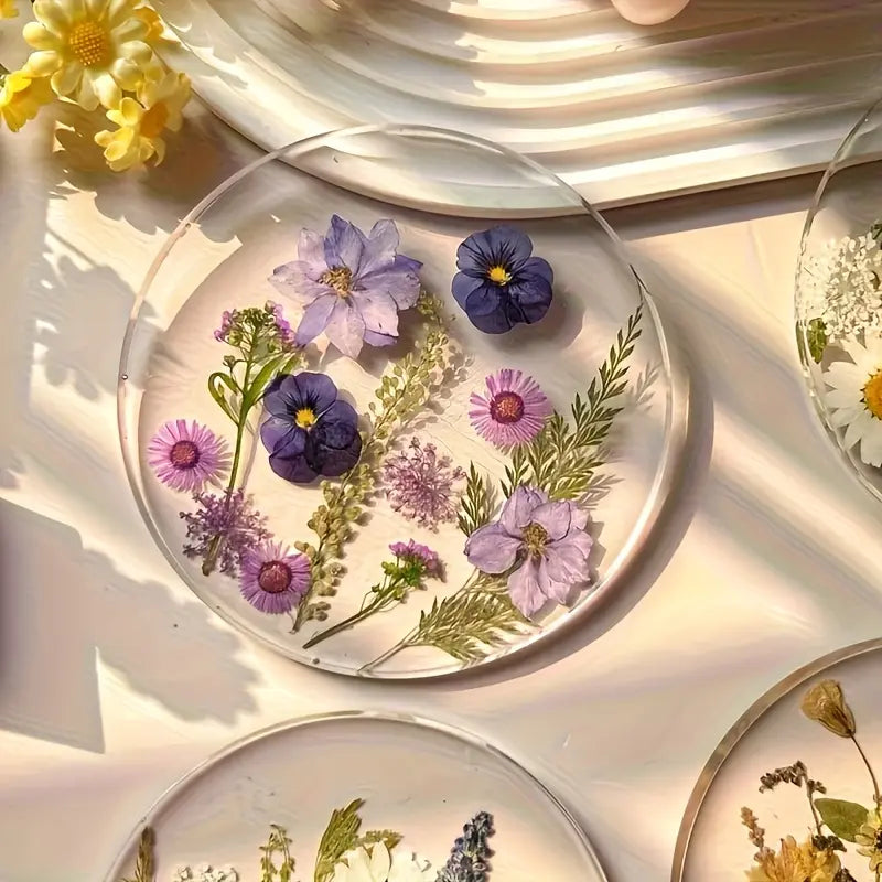 8Pcs Floral Printed Acrylic Coasters, Elegant Flower Pattern Table Decor, Heat Resistant Durable Drink Mats, Ideal Gifts for Wedding, Birthday & Mother's Day, Perfect for Home Party Use, Coasters for Drinks