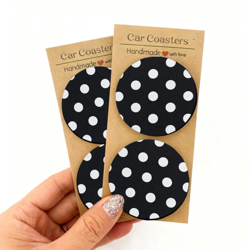 Polka Dot Desktop Coasters Set [2/4 Pcs], Absorbent Chloroprene Rubber, Mug Coasters, Cute Office Accessories, Fresh Girl Home Office Gear
