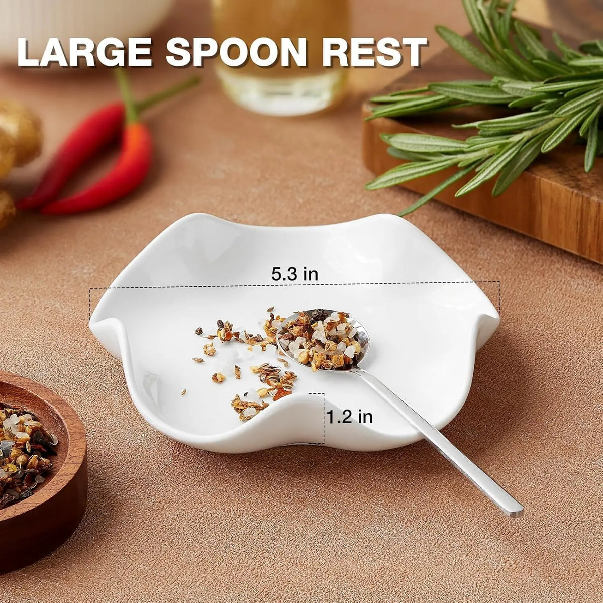 Ceramic Tableware Rest - 5.3in Black and White Pattern, Heat-Resistant Cutlery Rest for Kitchen Countertops & Stovetops