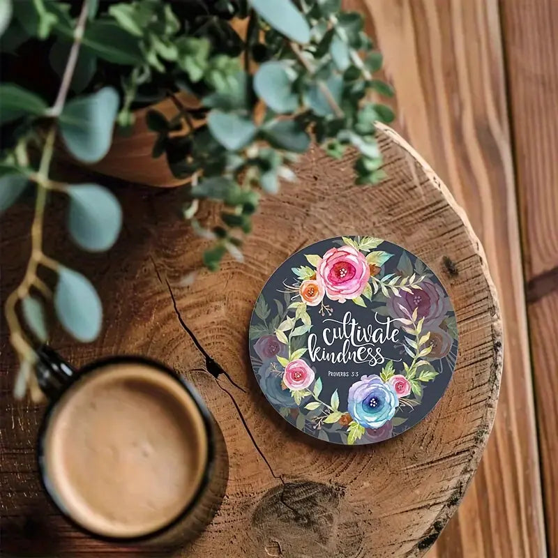 6-piece set of motivational wooden coasters - featuring Bible verses, faith, and spiritual patterns, perfect for coffee, tea, and beverages - perfect for home decor and housewarming gifts Round Coaster Coasters For Drinks