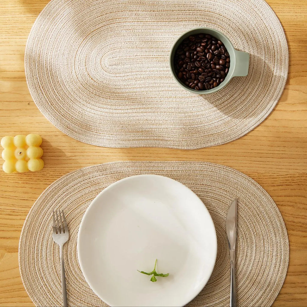 Oval Shaped Boho Style Kitchen Decorative Placemat, 4 Counts Washable Heat Resistant Placemat, Table Placemats for Home Kitchen Dining Room