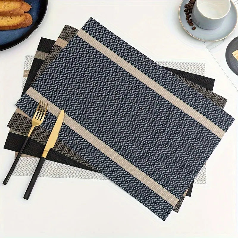 4pc Heat Resistant Non-Slip Washable Placemats, Household Placemat, PVC Insulation Mats, Plastic Placemats, Durable Tableware Protection, Ideal for Dining, Kitchen & Home Use