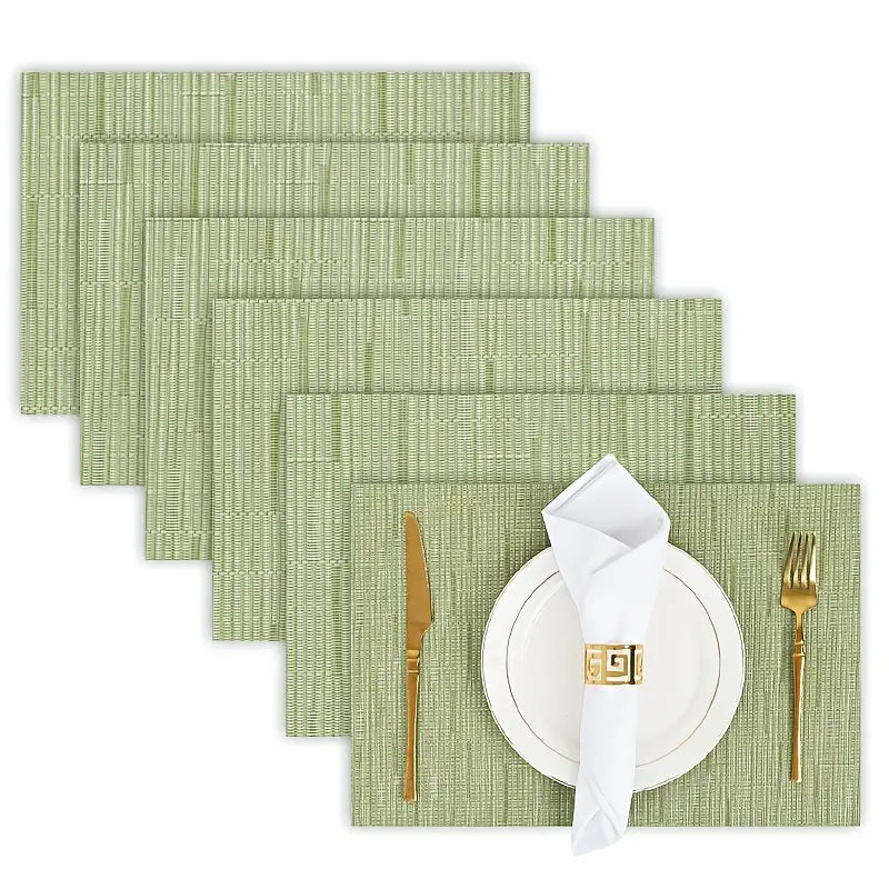 Placemats Set of 6 Vinyl Kitchen Place Mats for Dining Table Wipe Clean Table Mats Home (6, Blue, Orange, Green)