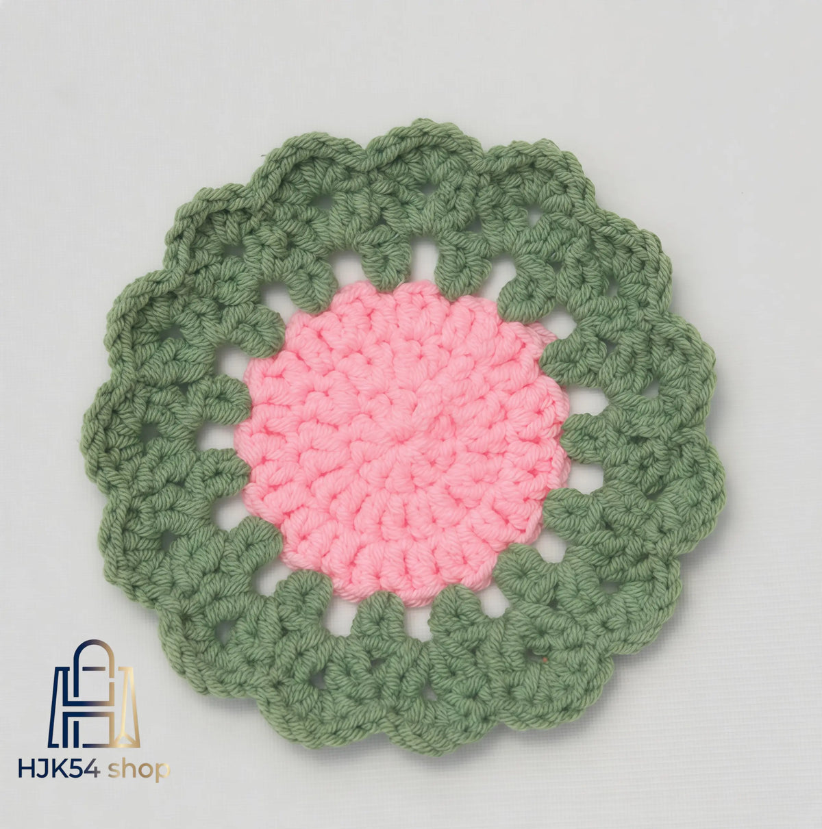 4pcs Handmade Boho Cottagecore Round Crochet Cotton Kitchen Drink Coasters - Rustic Scalloped Edge, Floral Design, Decorative Home Decor Items for Coffee/Tea Cups, Protects Table from Spills, Sohochic