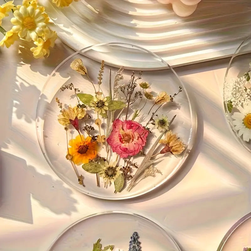 8Pcs Floral Printed Acrylic Coasters, Elegant Flower Pattern Table Decor, Heat Resistant Durable Drink Mats, Ideal Gifts for Wedding, Birthday & Mother's Day, Perfect for Home Party Use, Coasters for Drinks